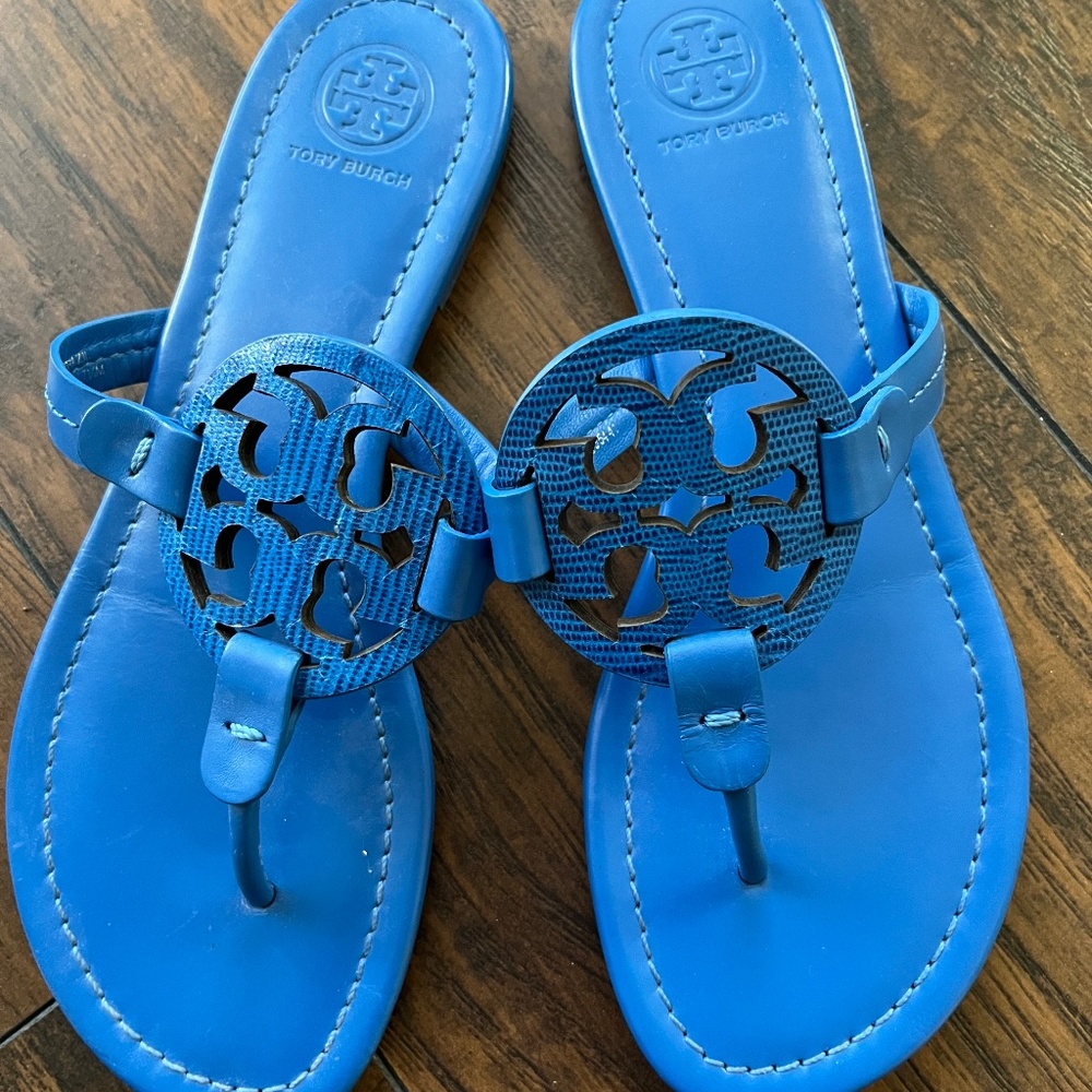 Tory Burch Blue Miller  embossed sandals